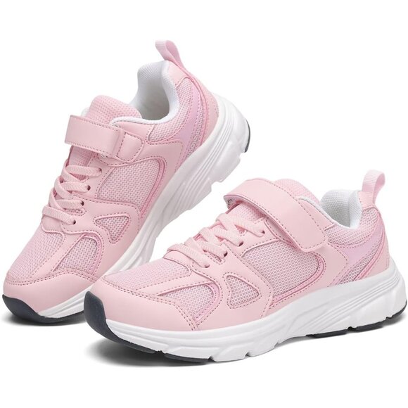 Kids Pink Casual Lightweight Breathable Classic Adjustable Strap Running Sneaker - Picture 4 of 7